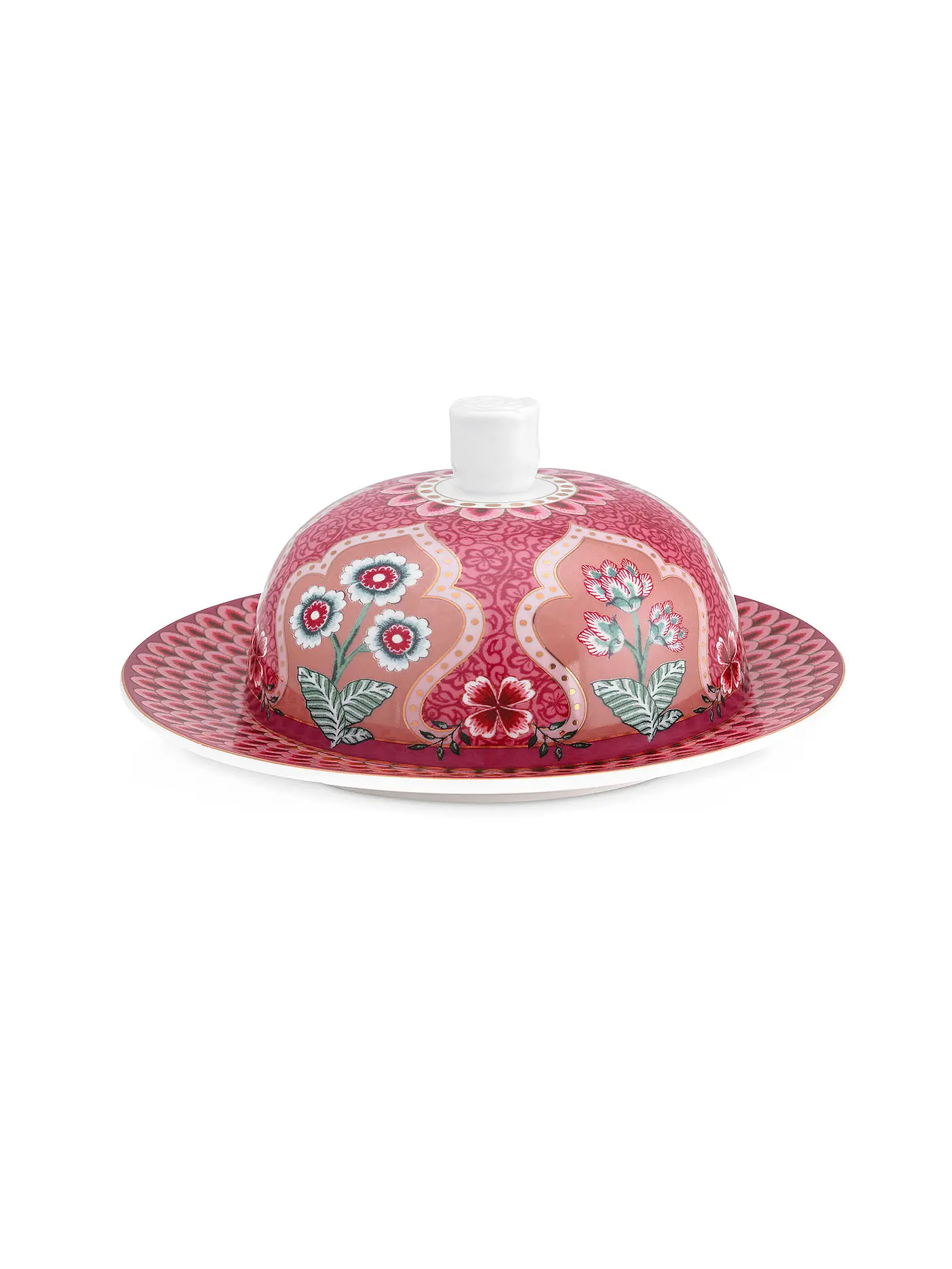 PIP STUDIO | Butterdose rund 17x8cm Flower Festival Dark Pink | 